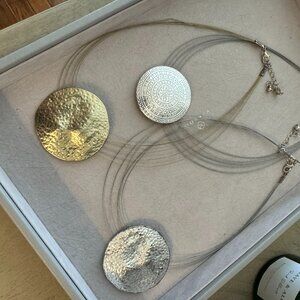 3 Large Coin shaped unique multi- chained necklaces